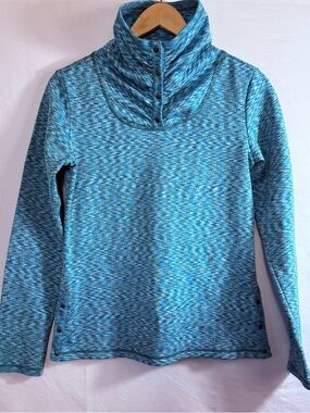 Athleta Teal Heathered Funnel Neck Pullover